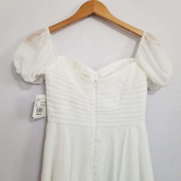 NWT Jules & Cleo White Shimmery Polka DotShort Sleeve Mini Dress Size 2 - Picture 8 of 13